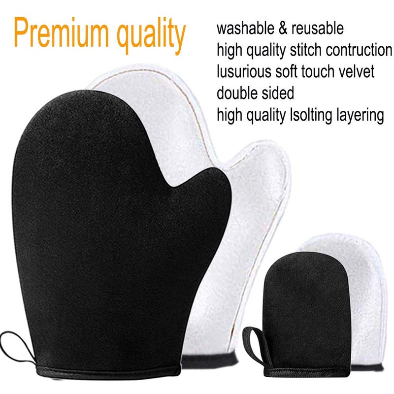 KELILO Self Tanning Mitt Set Includes Self Tanner Mitt Mini Tanning Glove Treatment Details Exfoliating Glove Self Tanner Back Applicator with Handles for Even, Streak-Free Glow - Image 3